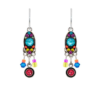 Milano Oval w/Short Fringe Earrings, Multicolor