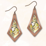 Art and metal long diamond frame earrings