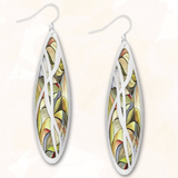 Long oval art and metal earrings