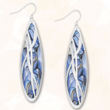Long oval art and metal earrings