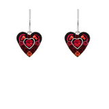 Heart within a heart earrings, red or multi colored, Firefly
