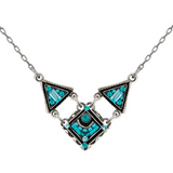 Architectural V Necklace, Turquoise