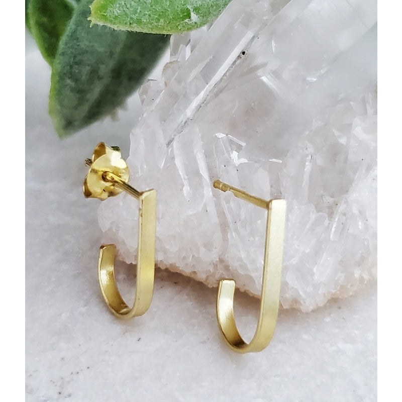 Gold hook post earrings