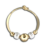Beaded hoop earring, gold or silver