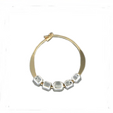 beaded hoop earrings, gold or silver, square beads