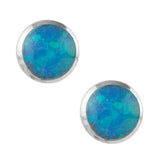 Blue opal sterling or gold post earrings, 5mm