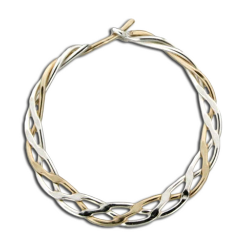 Braided Hoop earrings in sterling silver, Gold filled and niobium