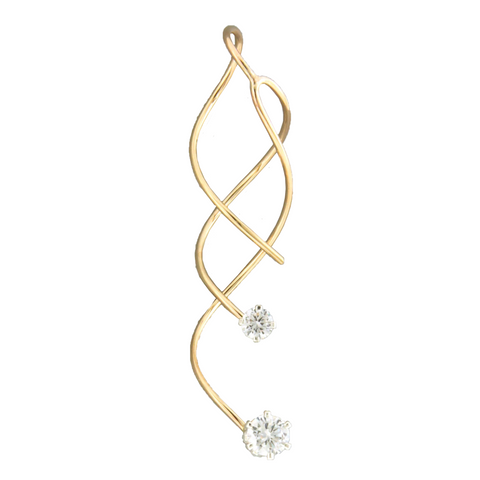 Double Spiral earrings with Cubic Zirconia , Gold Filled