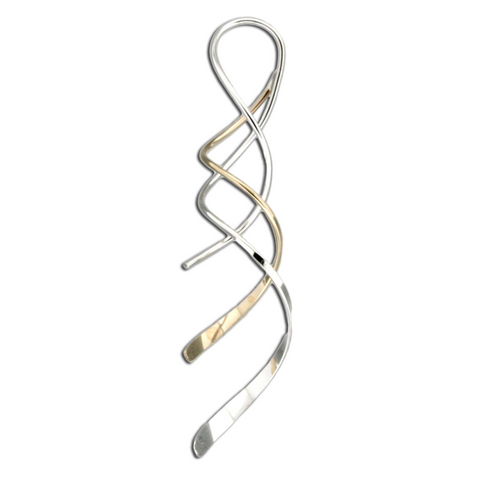 Double Strand Spiral Earring in  silver and gold, Mark Steel