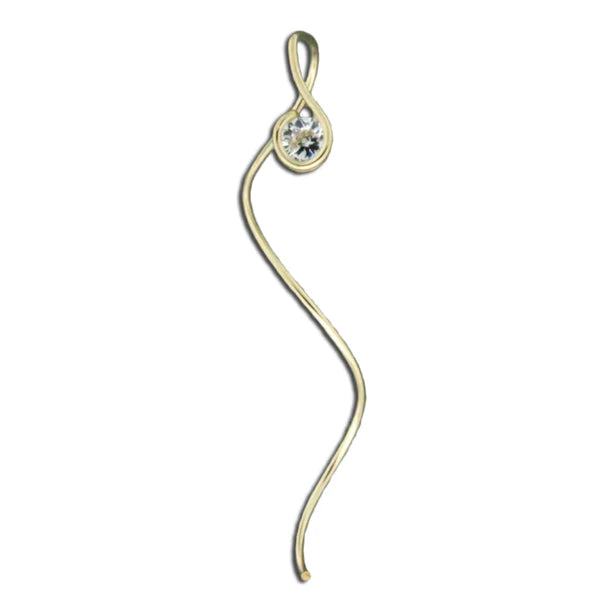 cubic zirconium earrings with spiral tail, gold filled