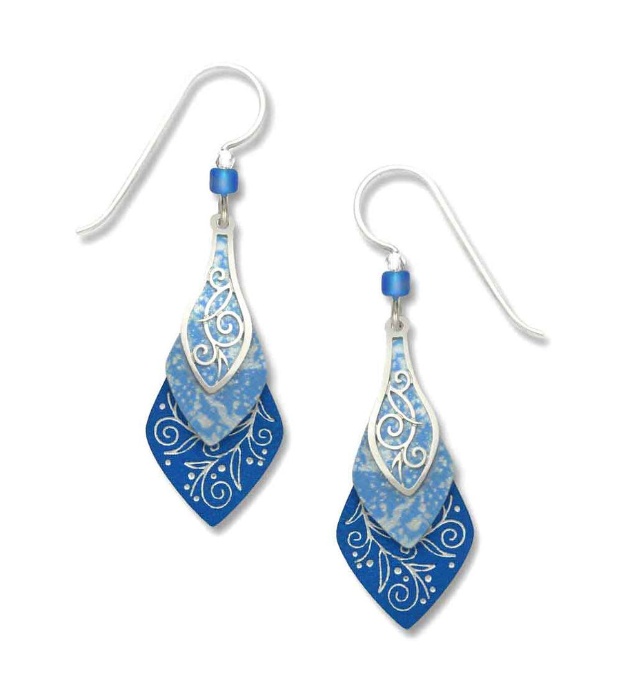 Lake Blue and IR 3-Part Necktie Shapes earrings, Adajio