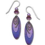 3-Layer Purple & Plum Ovals w/Hematite Spiral Earrings