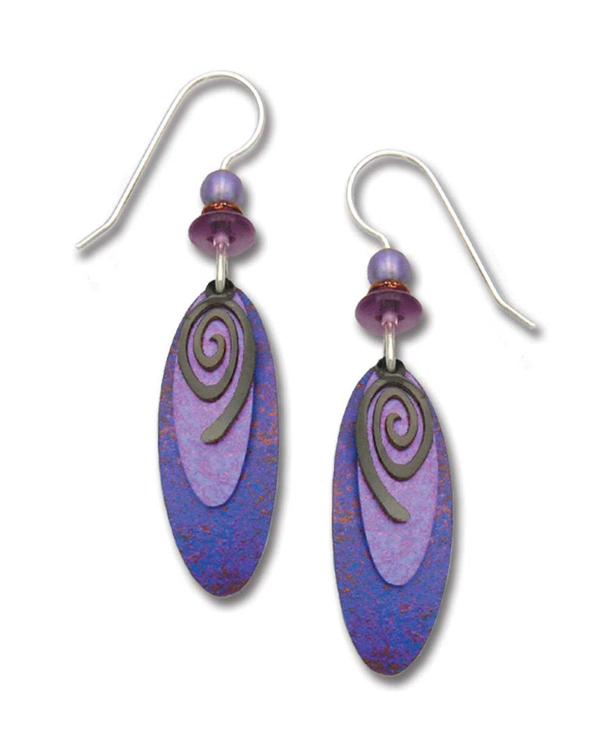 3-Layer Purple & Plum Ovals w/Hematite Spiral Earrings