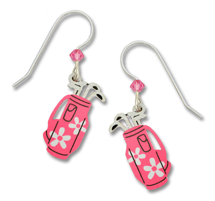 Pink Daisy Golf Bag Earrings, Sienna Sky
