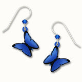 3D Blue Morpho Butterfly Earrings, Sienna Sky