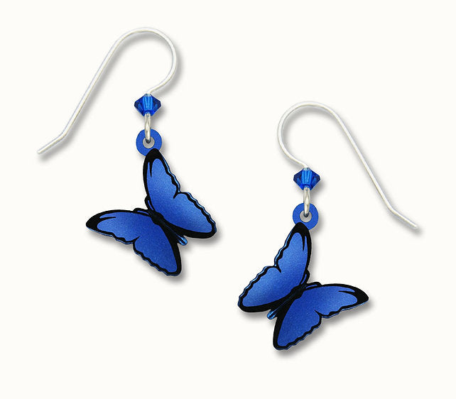 3D Blue Morpho Butterfly Earrings, Sienna Sky