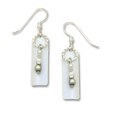 Iridescent White Column w/ Twisted Ring & Beads earrings