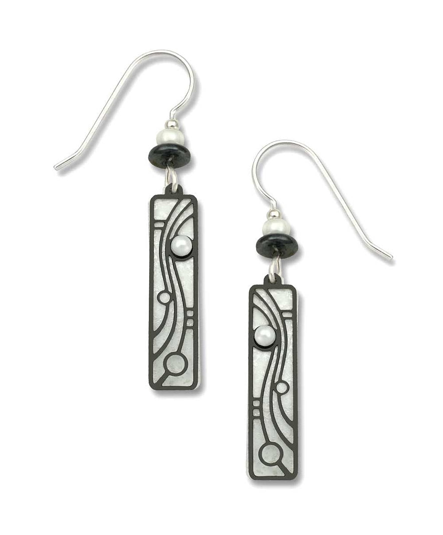 Pearl Column w/Hematite Overlay Earrings