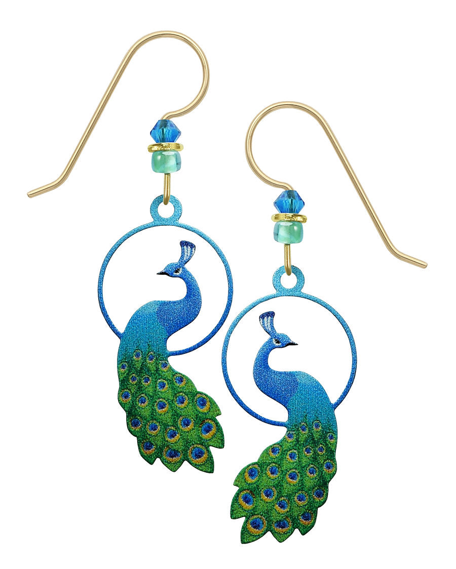 Peacock Earrings, Sienna Sky