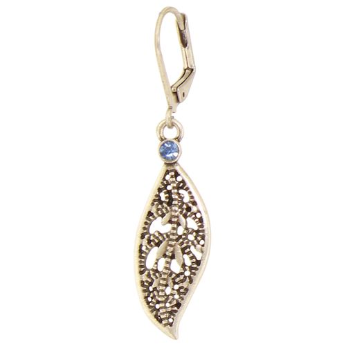 Filigree leaf dangle earrings, Baked Beads