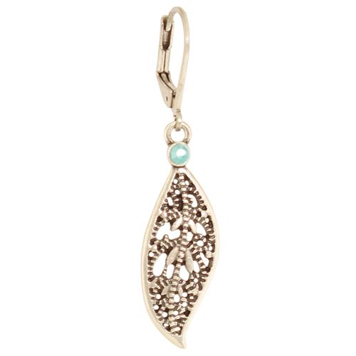 Filigree leaf dangle earrings, Baked Beads