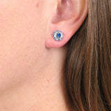 Silver Austrian Crystal Post earrings, Baked Beads