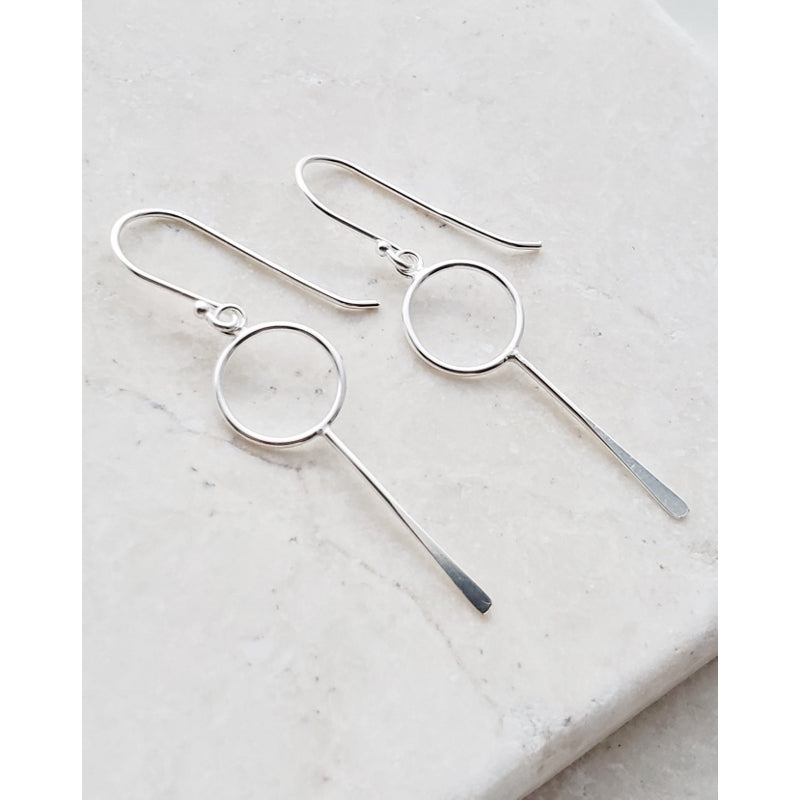 circle paddle earrings, sterling silver