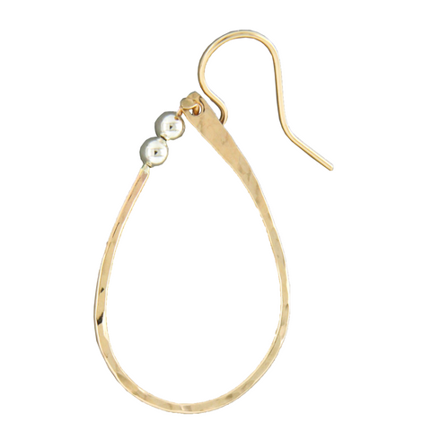 Looped teardrop with beads, gold and silver