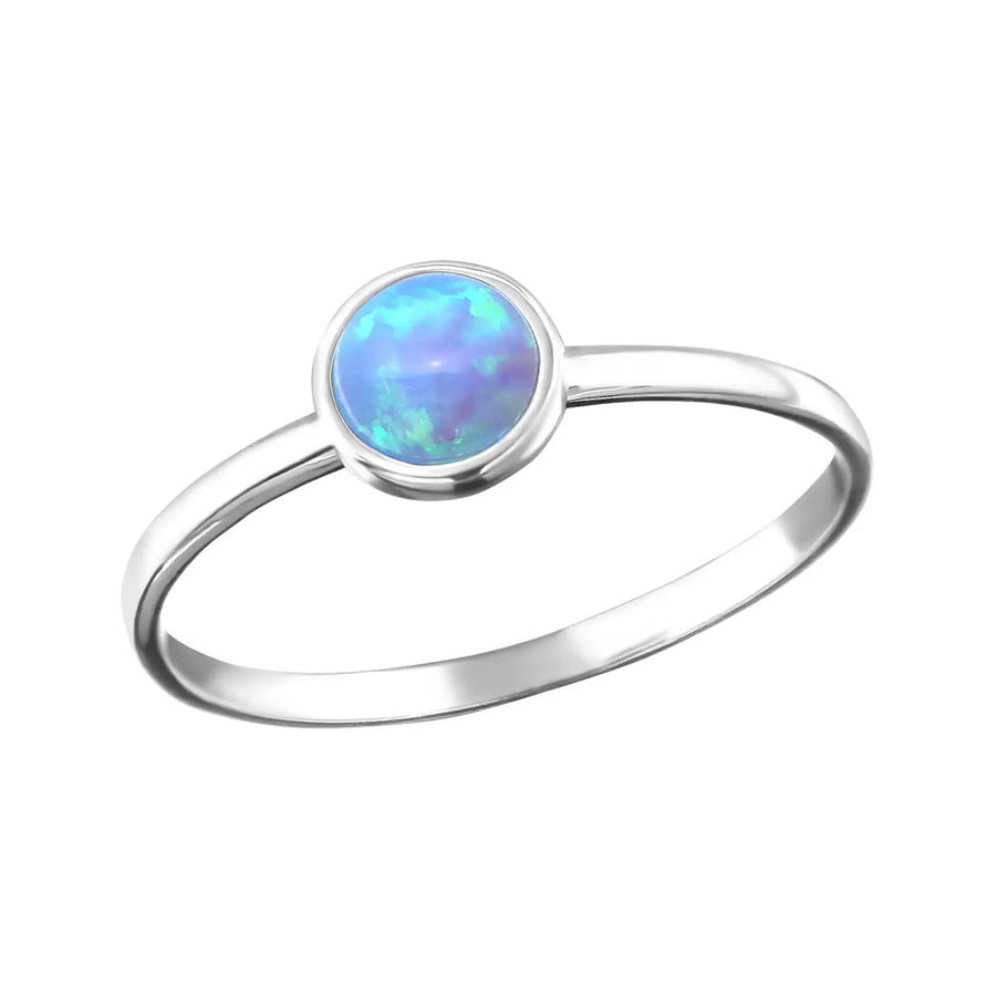 sterling silver ring with blue opal