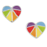 Rainbow hearts sterling silver post earrings