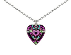 Heart Pendant Necklace, rose, light blue or dark blue