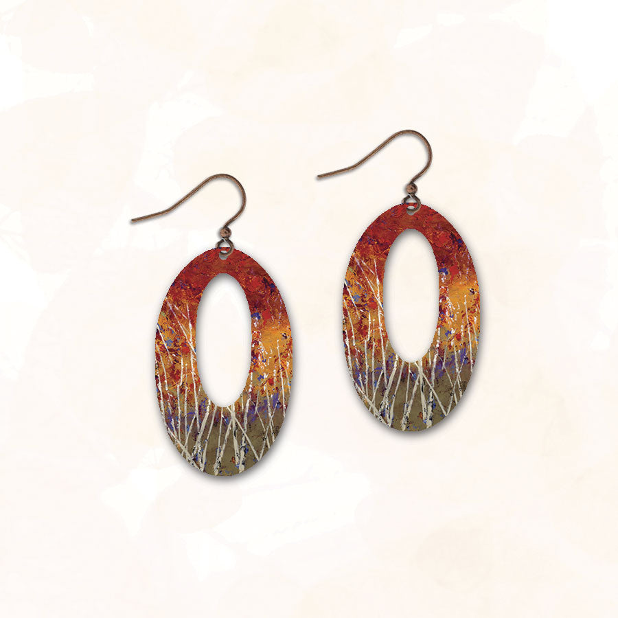 Open oval art print earrings