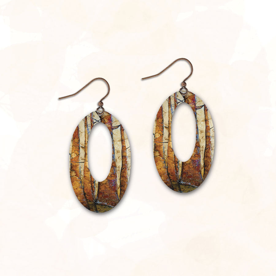 Open oval art print earrings