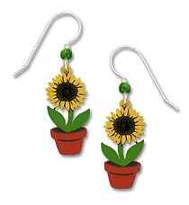 Sunflower in Pot Earrings