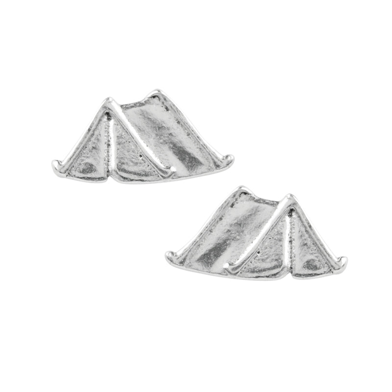 tent earrings, sterling silver studs