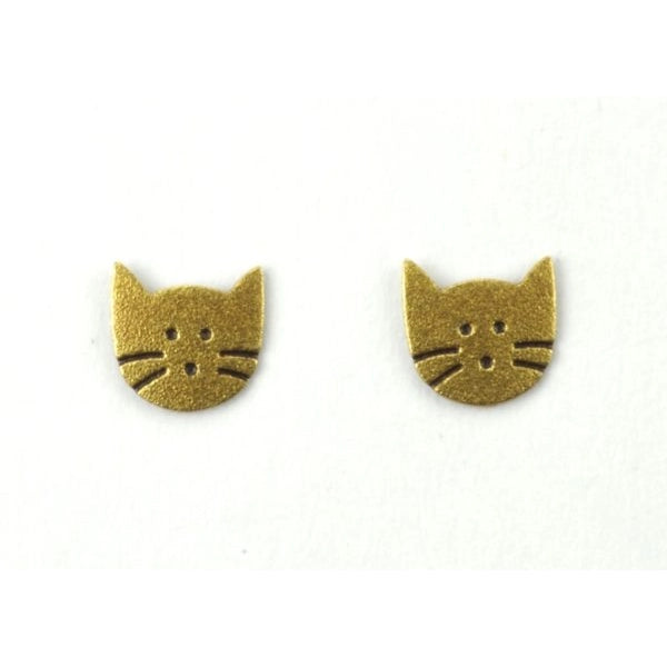 Cat face with whiskers post earrings