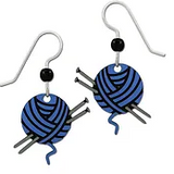 ball of yarn with needles earrings