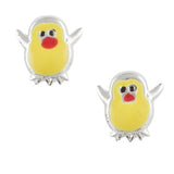 Yellow chick enameled sterling stud earrings